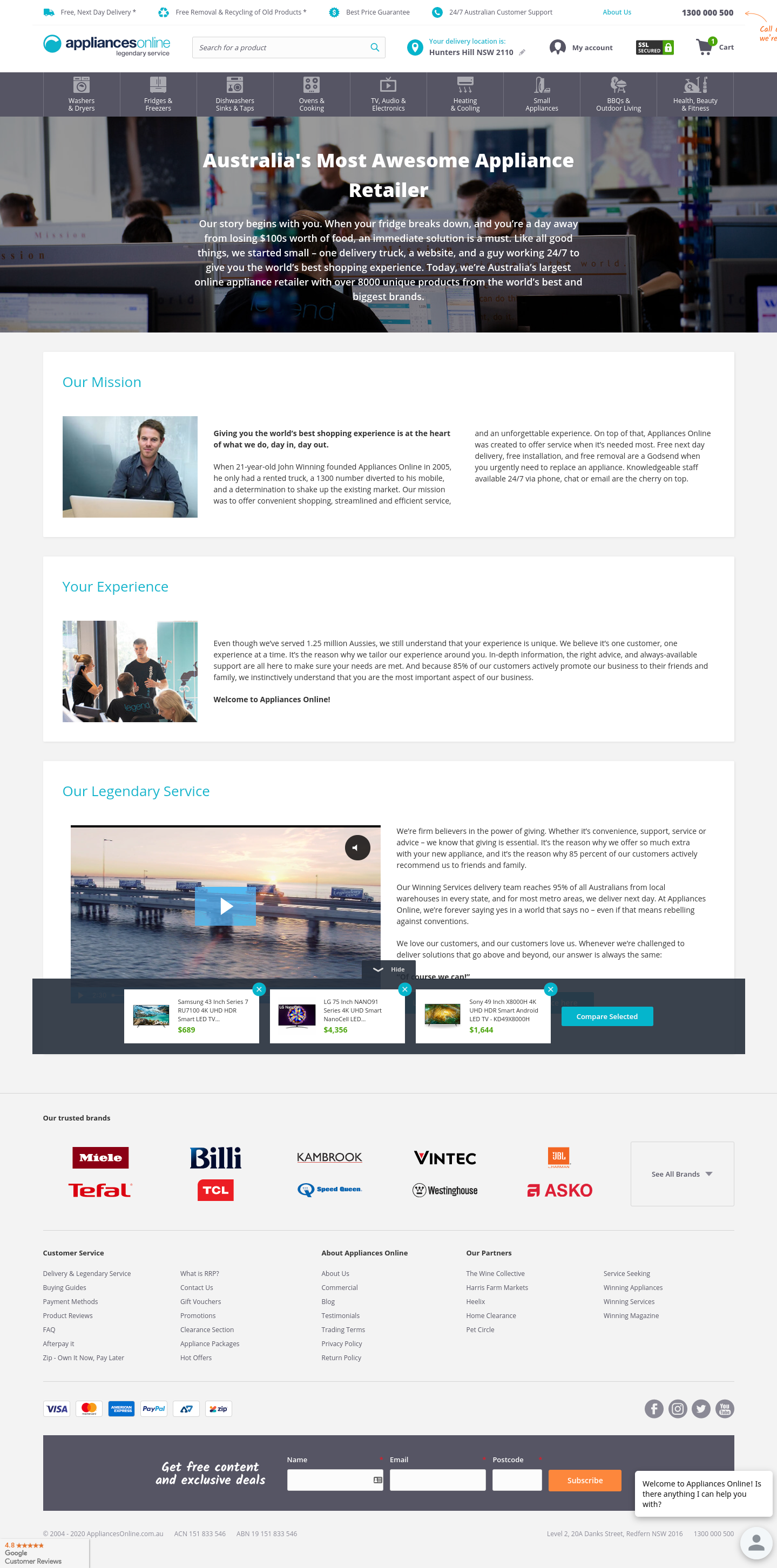 Appliances Online — About us copy for online appliances retailer