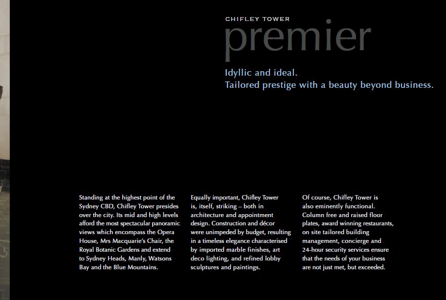 Chifley Tower — Brochure copy for Chifley Tower