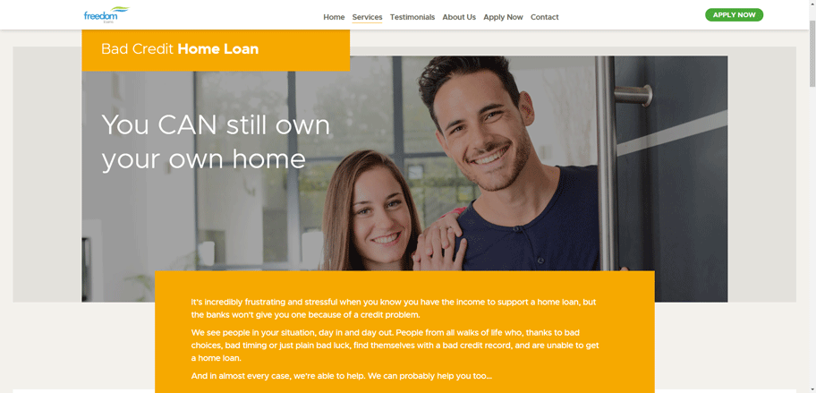 Freedom Loans — Web copy for mortgage broker