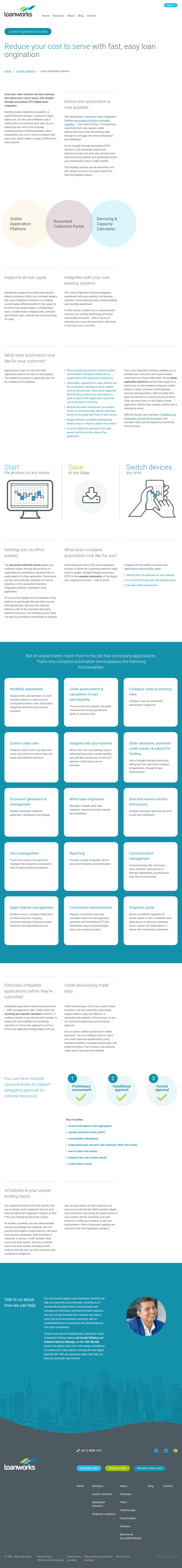 Loanworks — Key web page copy for finance software