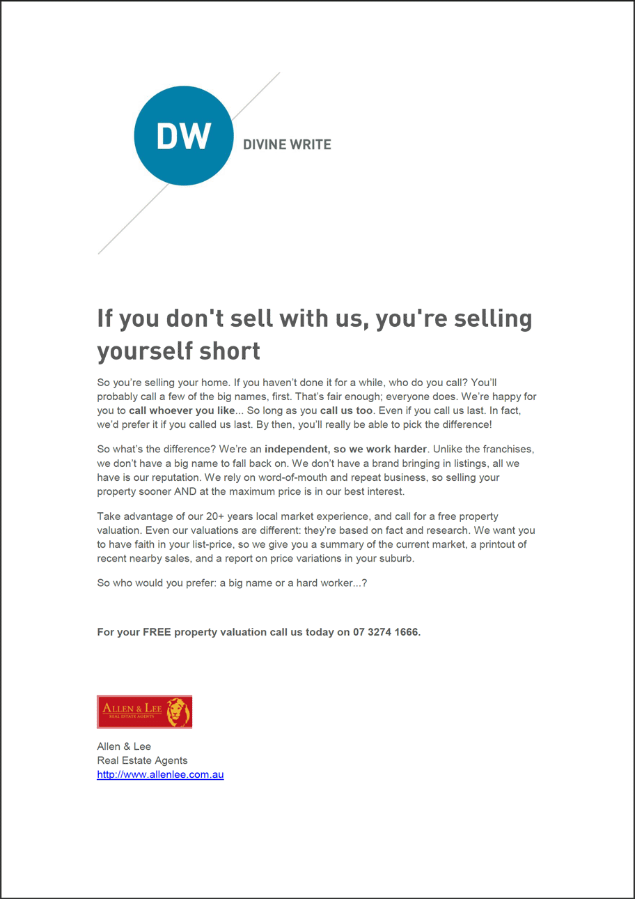 Allen & Lee Real Estate — Print ad for real estate agency