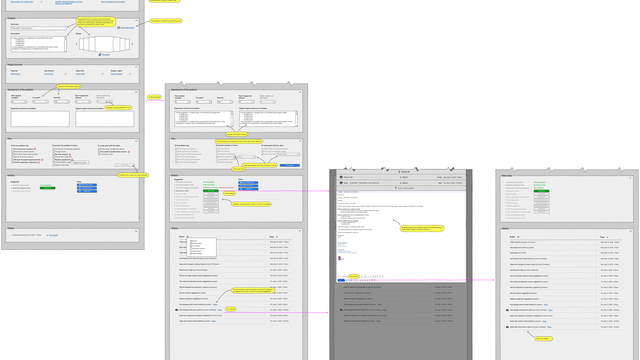 Wireframe — client-complaints workflow
